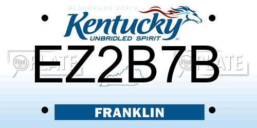 EZ2B7B Kentucky License Plate
