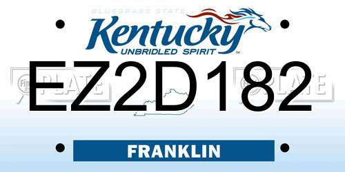 EZ2D182 Kentucky License Plate