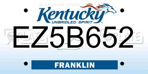 EZ5B652 Kentucky License Plate