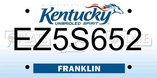 EZ5S652 Kentucky License Plate