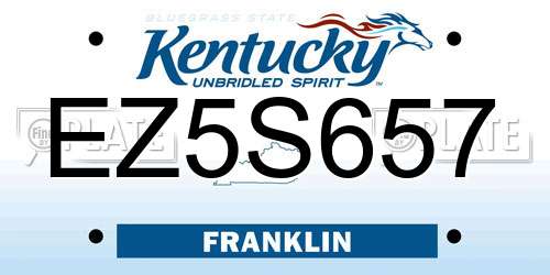 EZ5S657 Kentucky License Plate