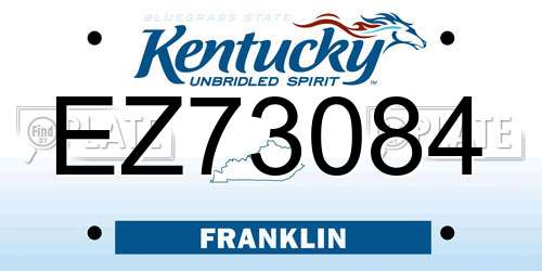 EZ73084 Kentucky License Plate