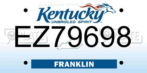 EZ79698 Kentucky License Plate