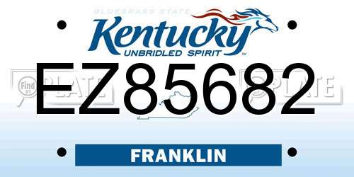 EZ85682 Kentucky License Plate