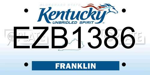 EZB1386 Kentucky License Plate