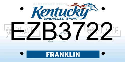 EZB3722 Kentucky License Plate