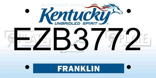EZB3772 Kentucky License Plate