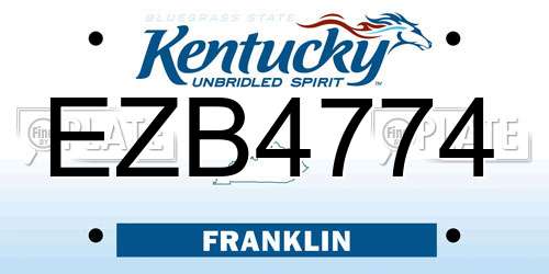 EZB4774 Kentucky License Plate