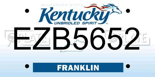 EZB5652 Kentucky License Plate
