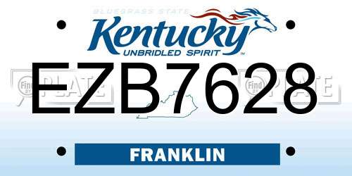 EZB7628 Kentucky License Plate