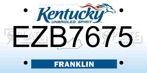 EZB7675 Kentucky License Plate