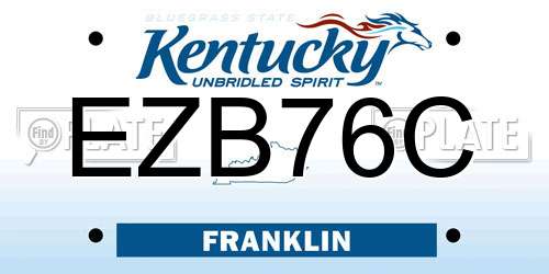 EZB76C Kentucky License Plate