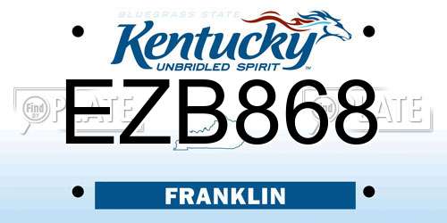 EZB868 Kentucky License Plate