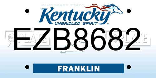 EZB8682 Kentucky License Plate