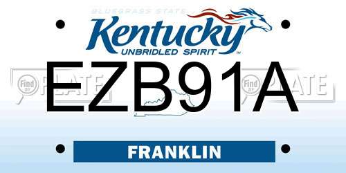 EZB91A Kentucky License Plate