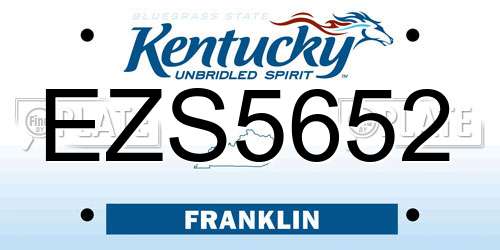 EZS5652 Kentucky License Plate