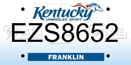 EZS8652 Kentucky License Plate
