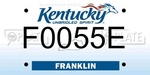 F0055E Kentucky License Plate