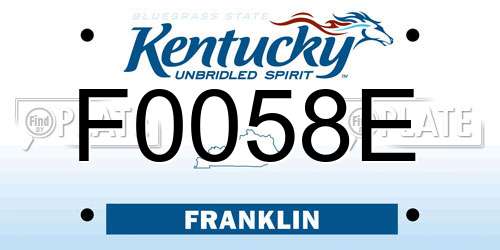 F0058E Kentucky License Plate