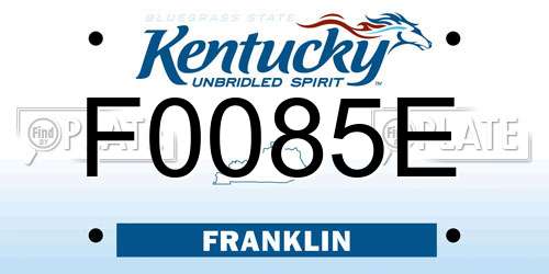 F0085E Kentucky License Plate