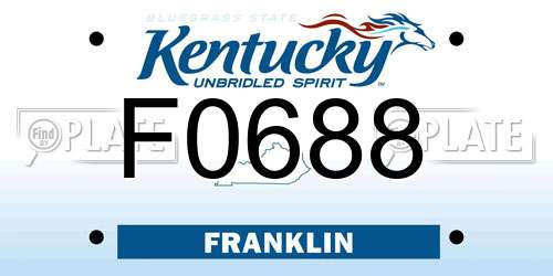 F0688 Kentucky License Plate