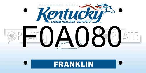 F0A080 Kentucky License Plate
