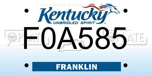 F0A585 Kentucky License Plate