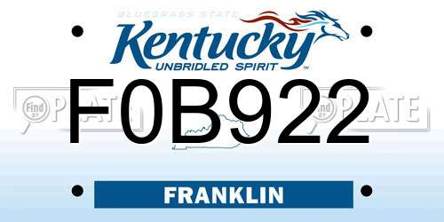 F0B922 Kentucky License Plate