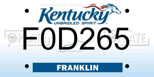 F0D265 Kentucky License Plate