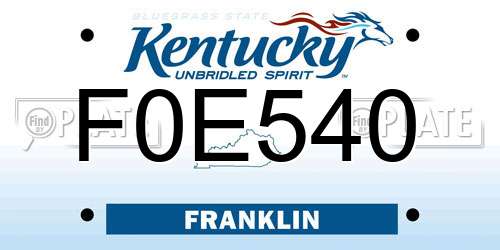 F0E540 Kentucky License Plate