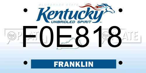 F0E818 Kentucky License Plate