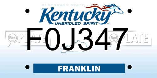 F0J347 Kentucky License Plate