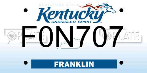 F0N707 Kentucky License Plate