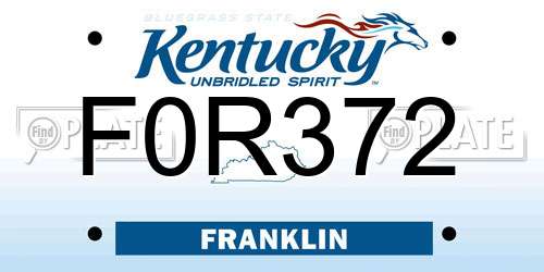 F0R372 Kentucky License Plate