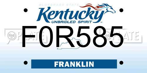 F0R585 Kentucky License Plate