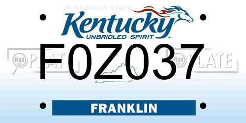 F0Z037 Kentucky License Plate