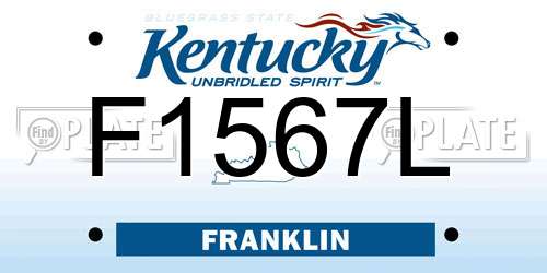 F1567L Kentucky License Plate