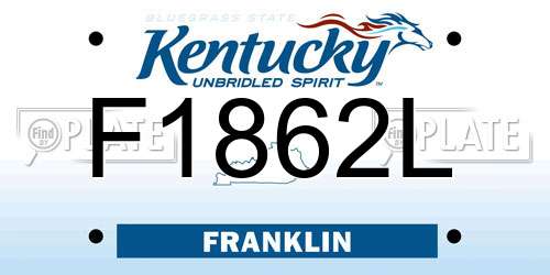 F1862L Kentucky License Plate