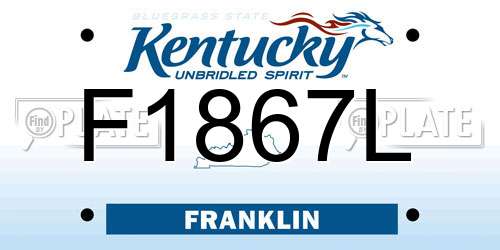 F1867L Kentucky License Plate