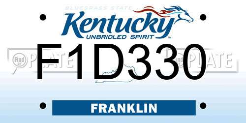 F1D330 Kentucky License Plate