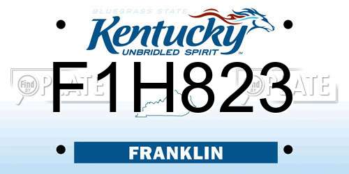 F1H823 Kentucky License Plate