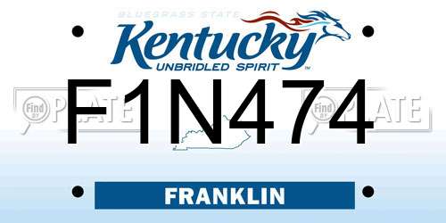 F1N474 Kentucky License Plate