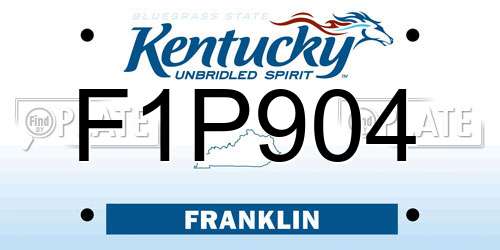 F1P904 Kentucky License Plate