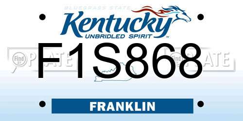 F1S868 Kentucky License Plate