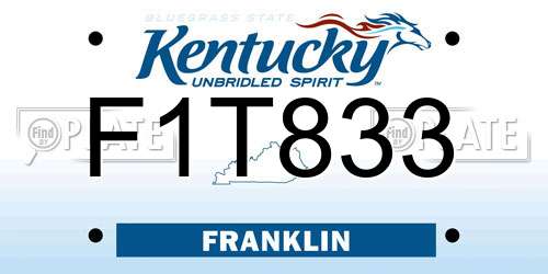 F1T833 Kentucky License Plate