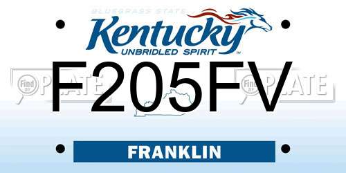 F205FV Kentucky License Plate