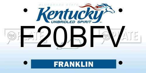 F20BFV Kentucky License Plate