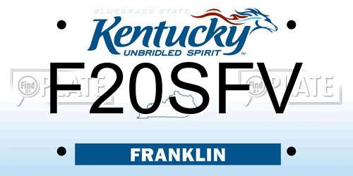 F20SFV Kentucky License Plate
