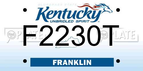 F2230T Kentucky License Plate