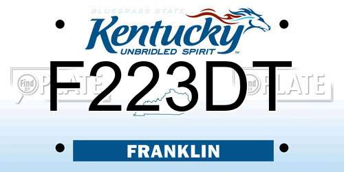 F223DT Kentucky License Plate